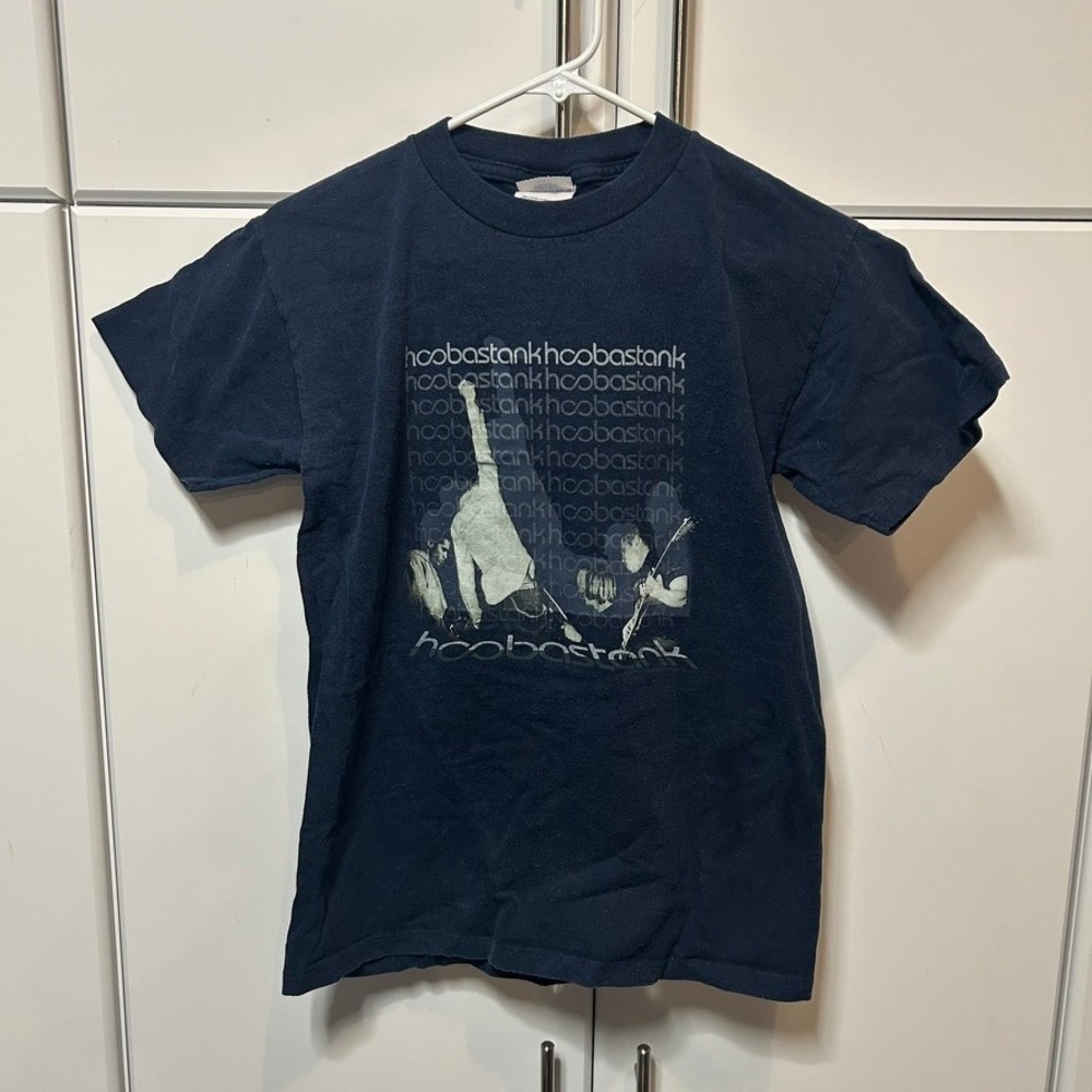 Hoobastank Band Graphic T-Shirt Mens Small Navy Blue Optima Heavy Rock Tee